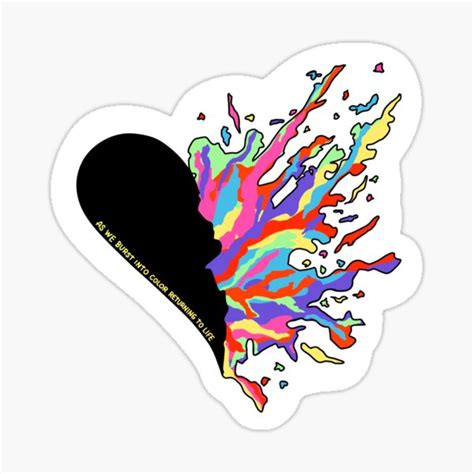 Burst Into Color Jet Black Heart Sticker By Casey1499 Redbubble