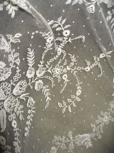 Antique Wedding Veil Of The Finest Brussels Lace Belgian Lierre Tambour