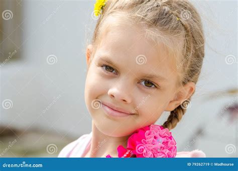 Close Up Portrait Of Beautiful Six Year Old Girl Stock Image Image Of