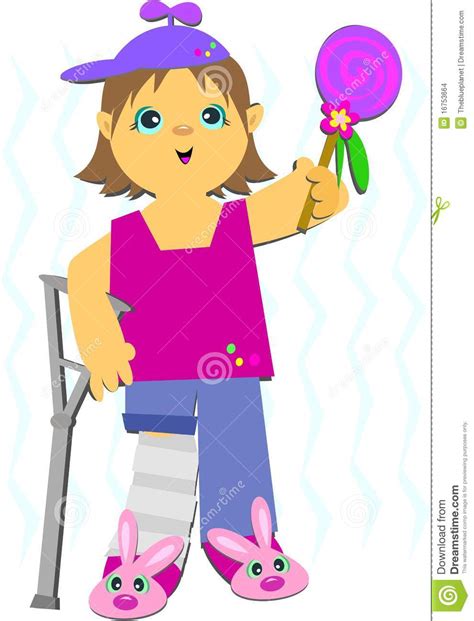 Girl In Crutches Stock Vector Illustration Of Shirt
