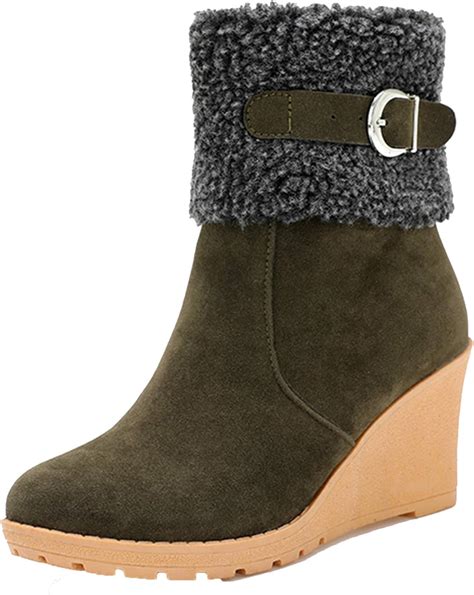 botas de nieve para mujer zapatos de cuña de plataforma cálidos de