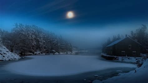 Full Moon Over Snow Covered Lake Image Id 252012 Image Abyss