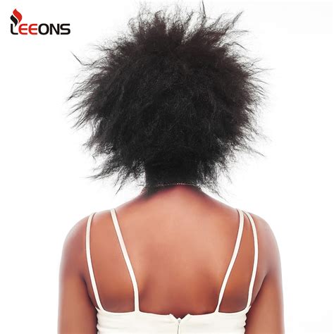Leeons 6 Inch Short Brown Wigs Synthetic Wig Blond Afro Kinky Straight