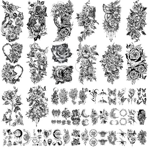 buy soovsy 49 sheets temporary tattoos for women fake tattoos moon tattoo sleeves men floral