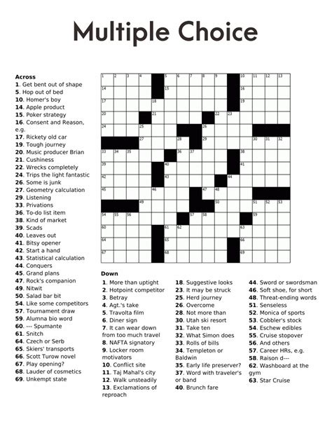 Free Printable Crossword Puzzles For Adults Printable Easy Crossword