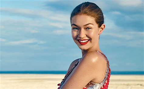 Download Wallpapers Gigi Hadid 4k Portrait Smile Beach American