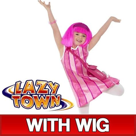 Stephanie Lazy Town Pink Fancy Dress Costume And Wig Age 3 9 On Popscreen Lazy Town Girl Fancy