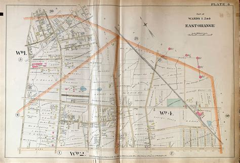 East Orange Map Original 1890 Essex County Atlas New Jersey Ampere