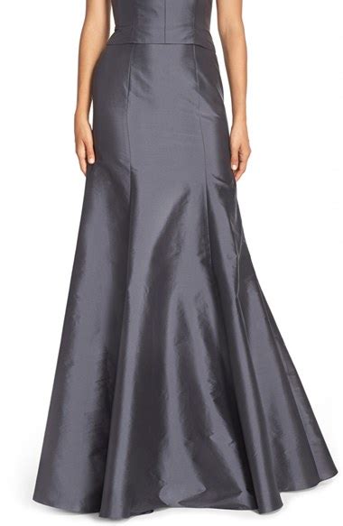 Monique Lhuillier Bridesmaids Floor Length Taffeta Mermaid Skirt In Gray Graphite Lyst