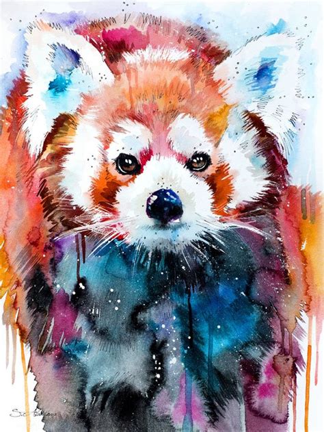 Red Panda Art Print Watercolor Painting