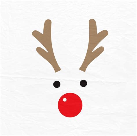 Rudolph Christmas Reindeer Svg Reindeer Face Svg Reindeer Etsy