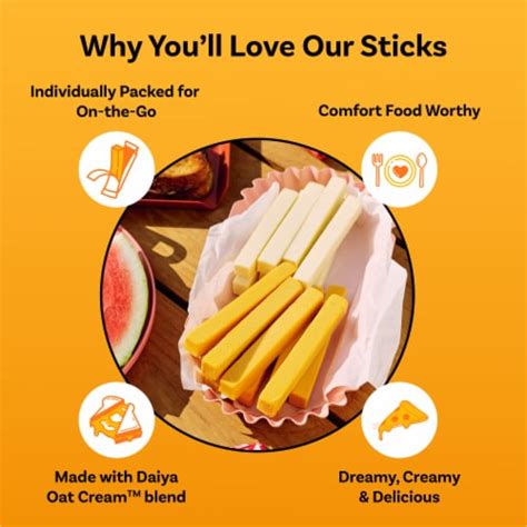 Daiya Dairy Free Mozzarella Cheese Sticks 6 Ct 0 77 Oz Each Pick
