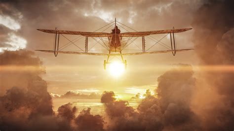Biplane Against The Sunset Wallpaper From Battlefield 1
