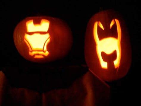 Iron Man Mask And Lokis Helmet Pumpkin Carving Avengers Pumpkin