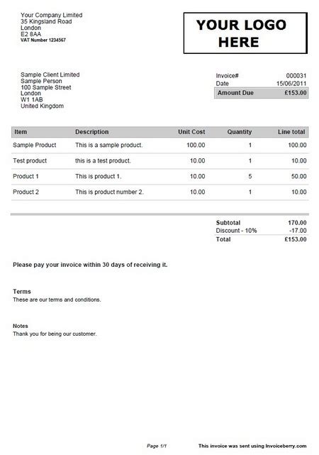 Sample Invoices Created With Our Online Invoicing Software Invoiceberry