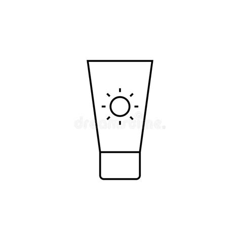 Sunblock Sunscreen Lotion Summer Thin Line Icon Vector Illustration