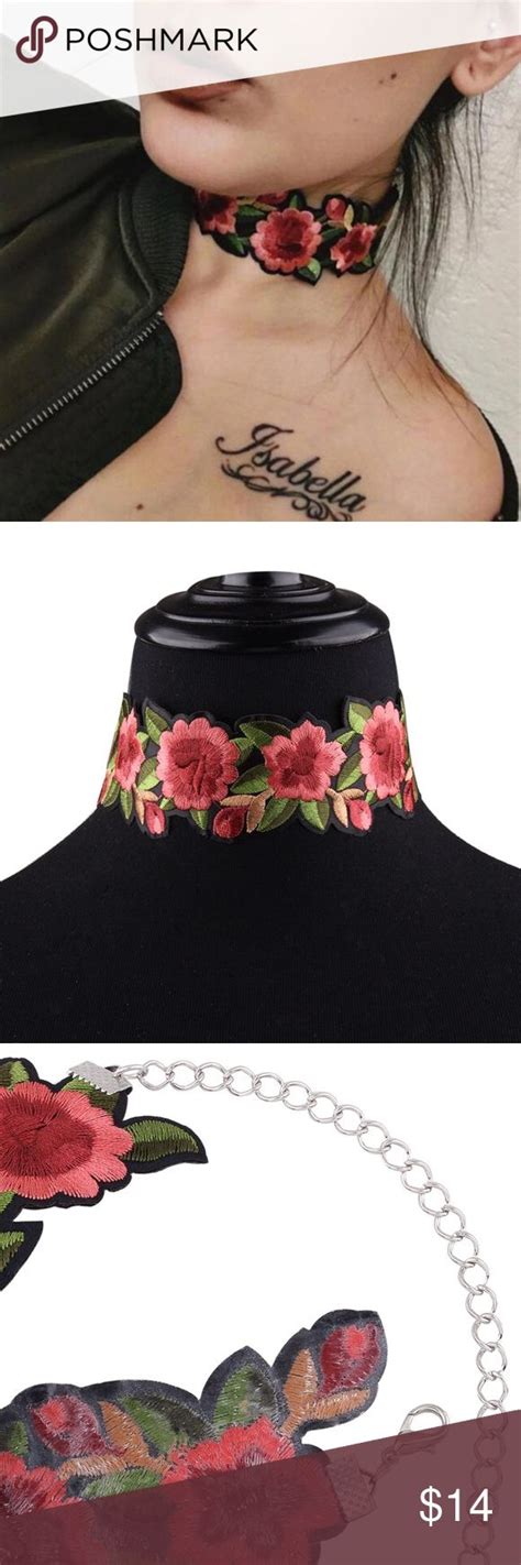 Nwt Wide Embroidered Floral Choker Floral Chokers Chokers Womens