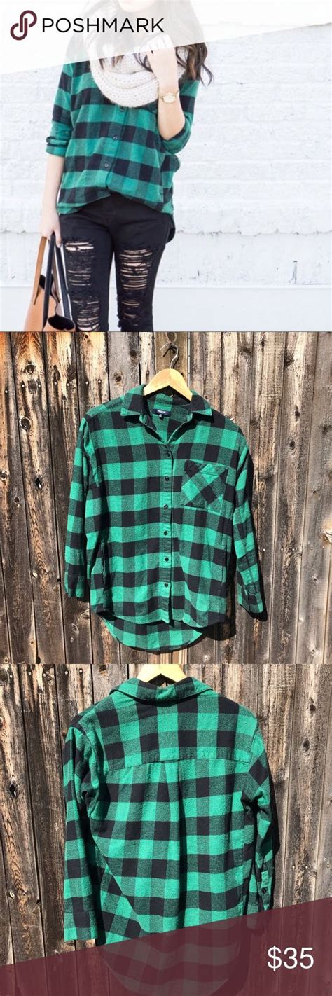 Madewell Green Buffalo Plaid Flannel Shirt In Excellent Condition So