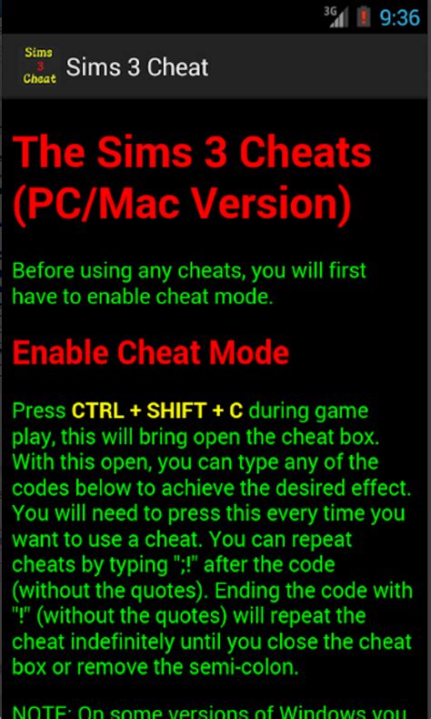 Cheats And Hack For Sims 3 Uk Appstore For Android