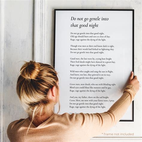 Do Not Go Gentle Into By Dylan Thomas Poem Print Poetry Etsy