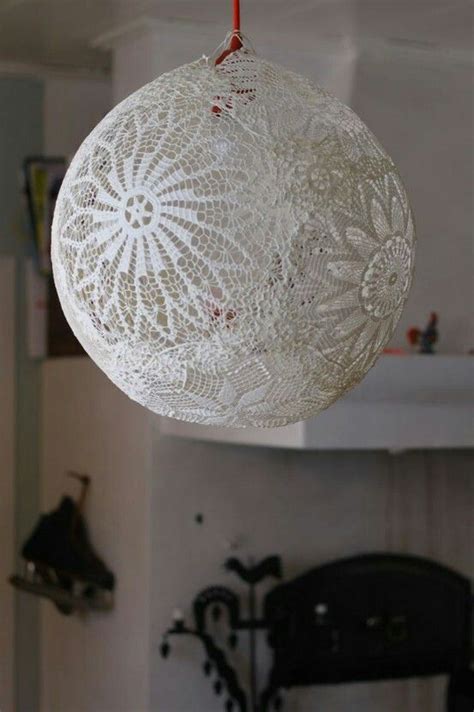 Doily Paper Mache Balls Lace Lamp Doily Lamp Diy Lamp