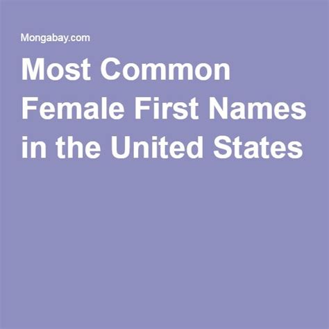 Most Common Female First Names In The United States Names First