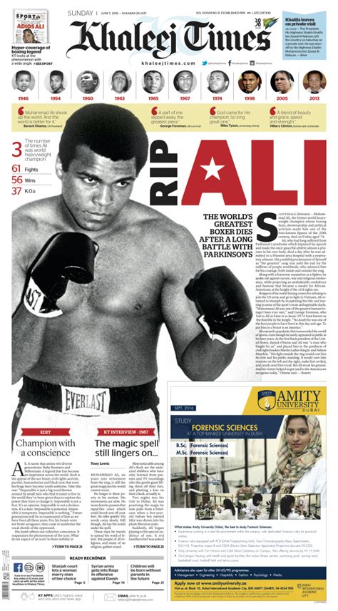 Remembering Muhammad Ali 12 Newspaper Front Pages From Around The