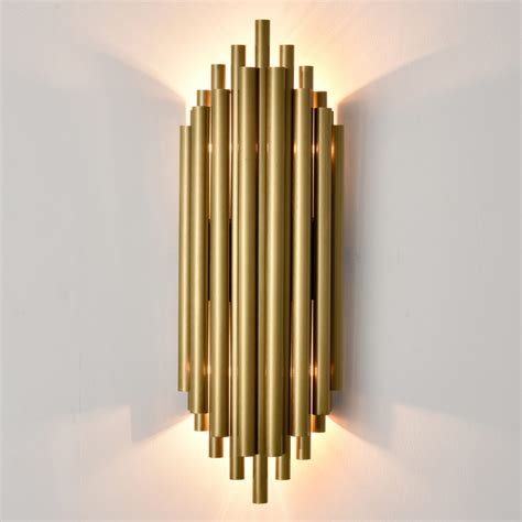 Brass Modern Metal Wall Sconce 2 Lights Claxy