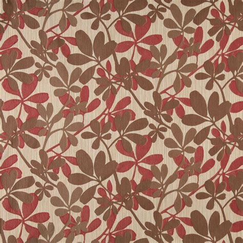 Brown Red On Beige Large Abstract Leaf Or Foliage Pattern Damask