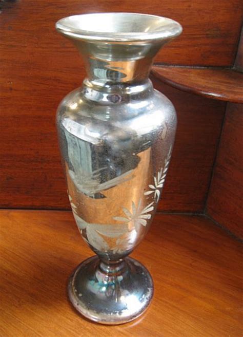 19th C Mercury Glass Silver Vase Tall From Nobiliantiques On Ruby Lane