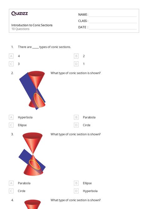 50 Conic Sections Worksheets On Quizizz Free And Printable