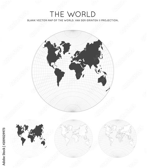 Map Of The World Van Der Grinten Ii Projection Globe With Latitude
