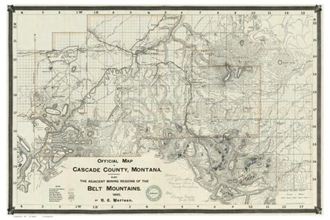 Cascade County Montana 1890 Old Wall Map Reprint Etsy