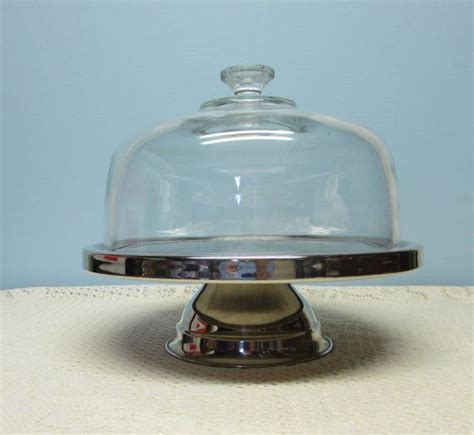 Stainless Steel Cake Stand With Glass Dome Lid~cupcake And Dessert