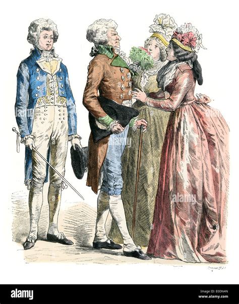 Traditional Costumes Of France Men And Women Of The Late 18th Stock