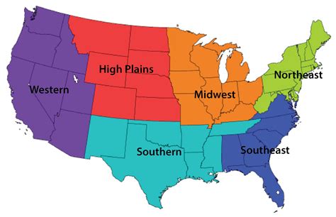Regions Map Of Usa