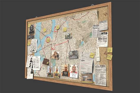 3d Model Detective Pinboard Vr Ar Low Poly Cgtrader