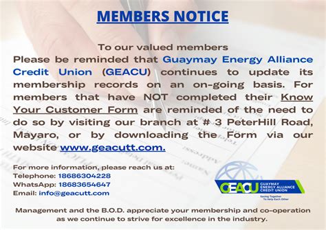Membership Update Guaymay Energy Alliance Credit Union