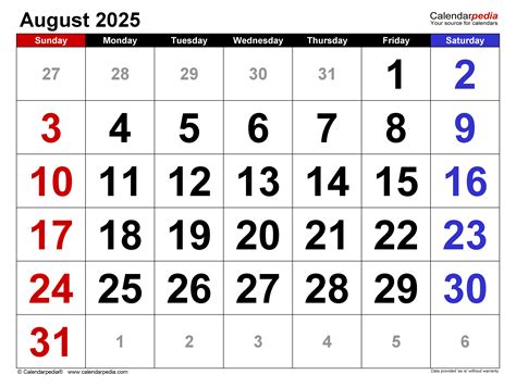 2025 august calendar