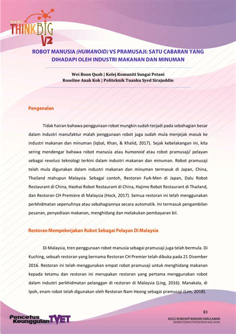 Namun begitu, terdapat banyak cabaran yang dialami oleh pengusaha tanaman di bandar. (PDF) Robot Manusia (Humanoid) Vs Pramusaji: Satu Cabaran ...