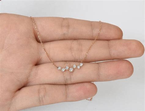 Cluster Diamond Necklace In 10k 14k 18k Solid Gold Floating Etsy