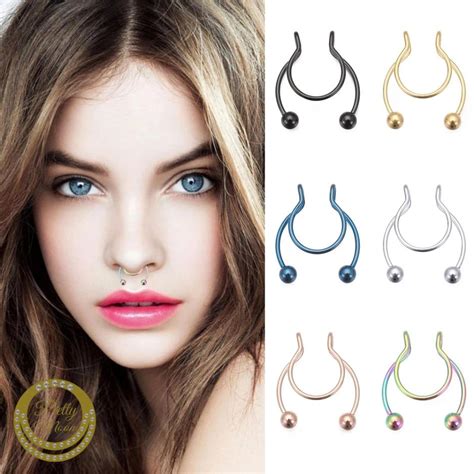 316l Surgical Stainless Steel Nose Ring Fake Piercing Bendable China