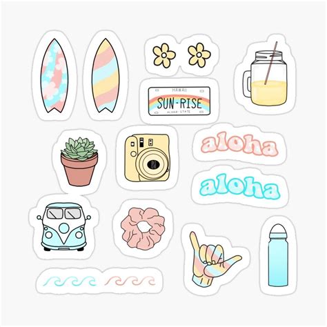 Hawaii Pack Sticker By Pastel Paletted Sticker Art Print Stickers