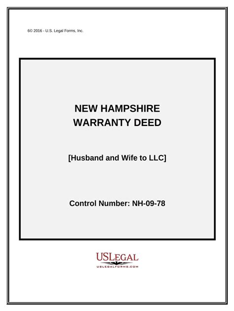 Warranty Deed From Husband And Wife To Llc New Hampshire Form Fill
