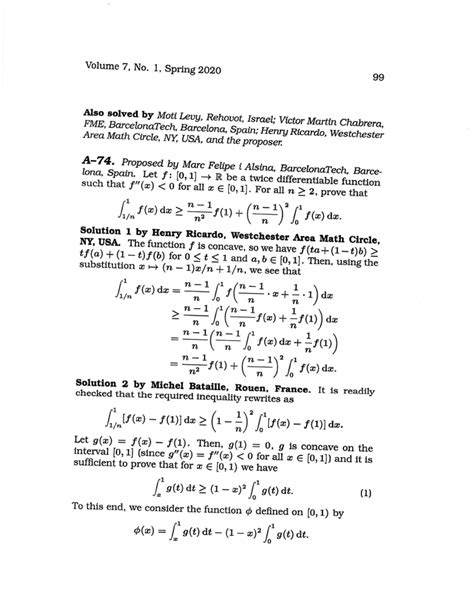 Pdf Proof Of An Integral Inequality