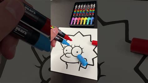 Drawing Lisa Simpson With Posca Markers Glitch Effect Shorts Youtube
