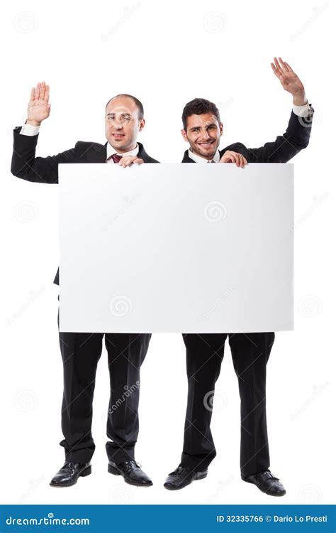 homme d affaires deux saluant et tenant un panneau d affichage photo stock image du