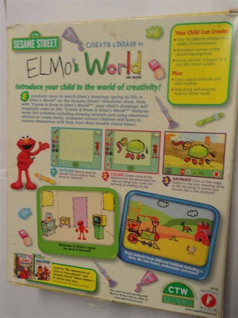 Sesame Street Create And Draw In Elmos World Pc 1999 Big Box