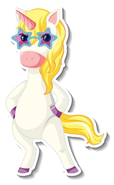 Free Vector Cute Unicorn Stickers With A Rainbow Unicorn Cartoon