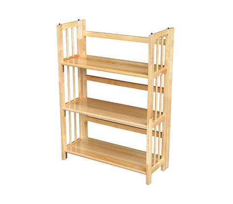 Made of durable pine wood in a neutral finish, it transports. 3 Tier Folding/Stackable Bookcase - Natural College Dorm ...